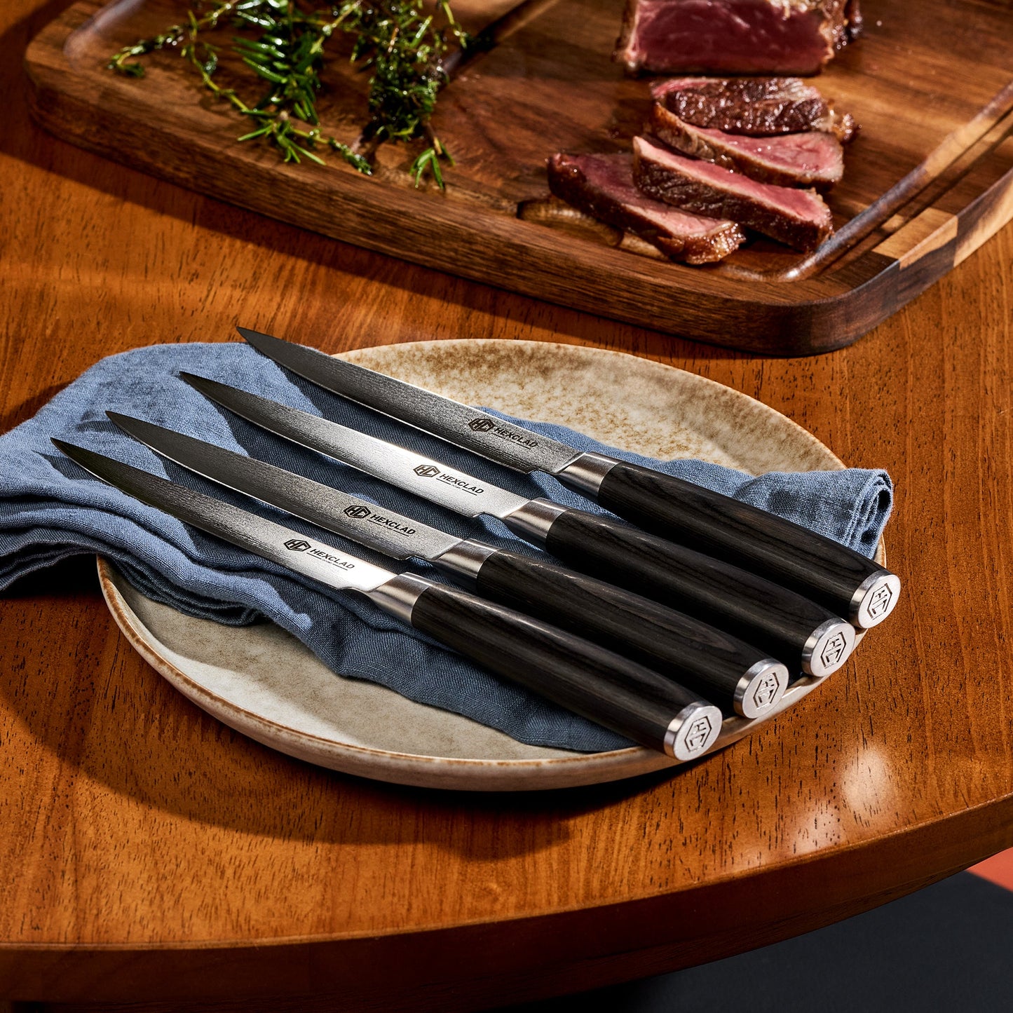 Damascus Steel Steak Knife Set, 8-pc (Espresso)