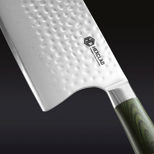 Damascus Steel Cleaver, 7" (Green)
