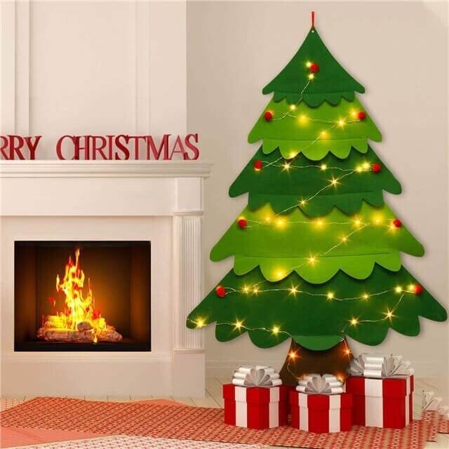 😍Felt Christmas Tree Set with 32PCS Ornaments Wall Hanging Tree