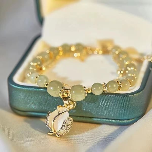 🔥Last Day Promotion - Wotian Jade Lucky Gold Leaf Bangle
