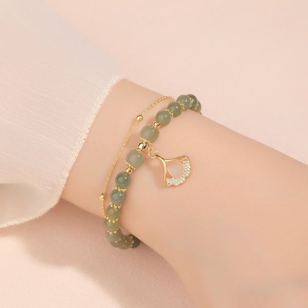 🔥Last Day Promotion - Wotian Jade Lucky Gold Leaf Bangle