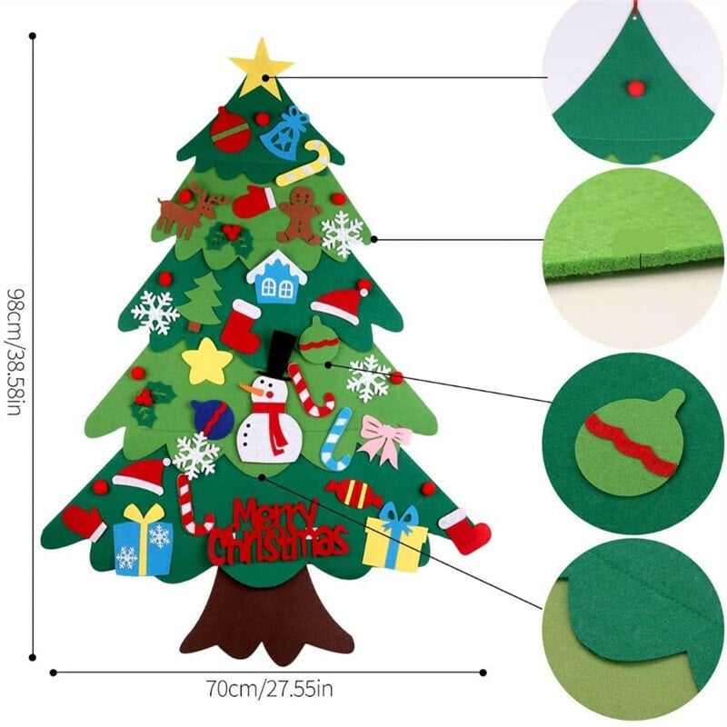 😍Felt Christmas Tree Set with 32PCS Ornaments Wall Hanging Tree
