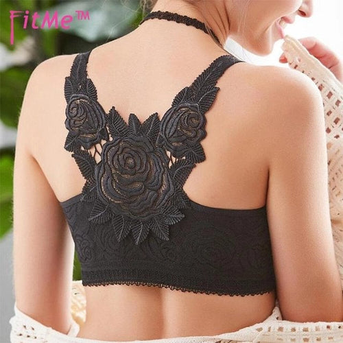 49% OFF-🔥FitMe Rose Embroidery Front Closure Wirefree Bra(Buy 2 Free Shipping)