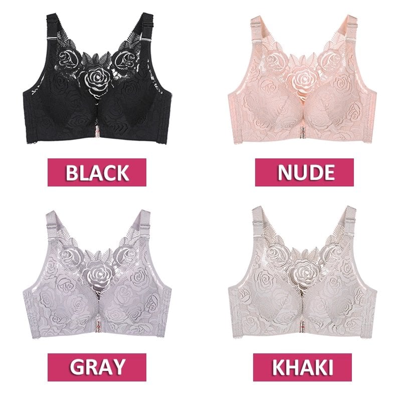 49% OFF-🔥FitMe Rose Embroidery Front Closure Wirefree Bra(Buy 2 Free Shipping)