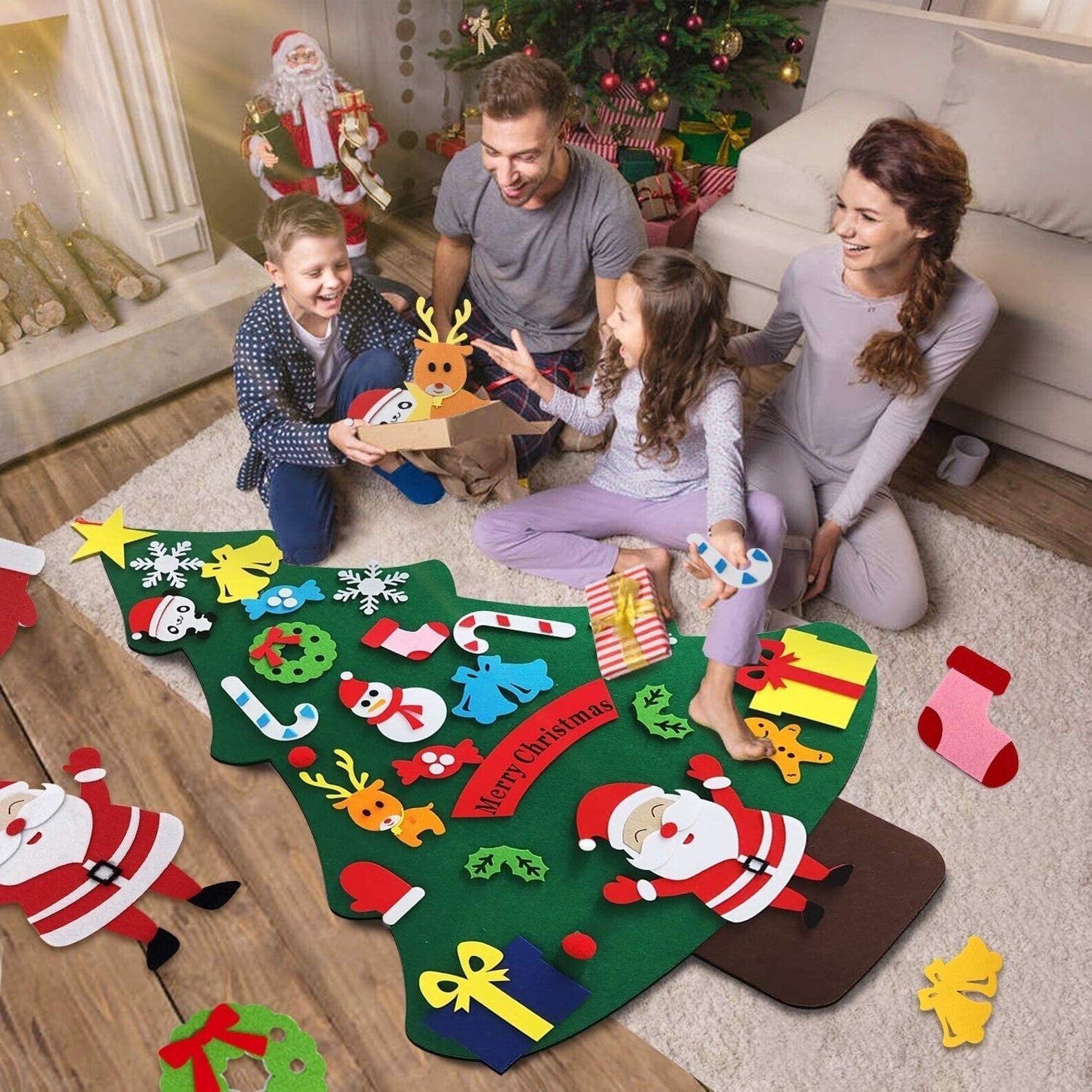 😍Felt Christmas Tree Set with 32PCS Ornaments Wall Hanging Tree