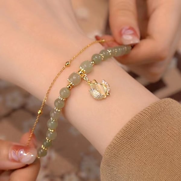 🔥Last Day Promotion - Wotian Jade Lucky Gold Leaf Bangle