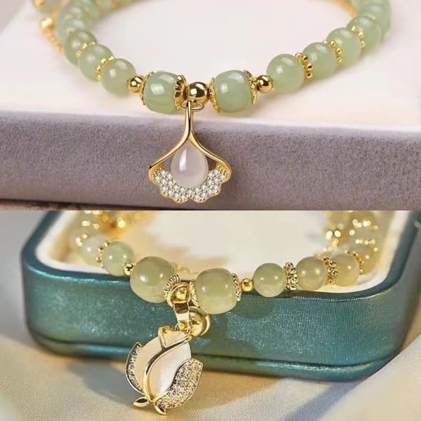🔥Last Day Promotion - Wotian Jade Lucky Gold Leaf Bangle