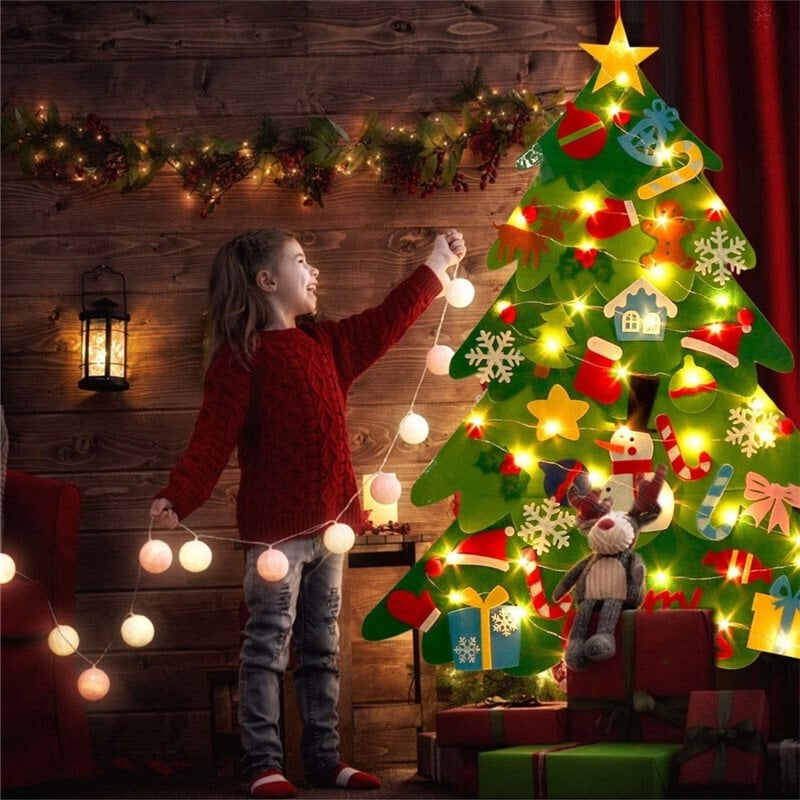 😍Felt Christmas Tree Set with 32PCS Ornaments Wall Hanging Tree