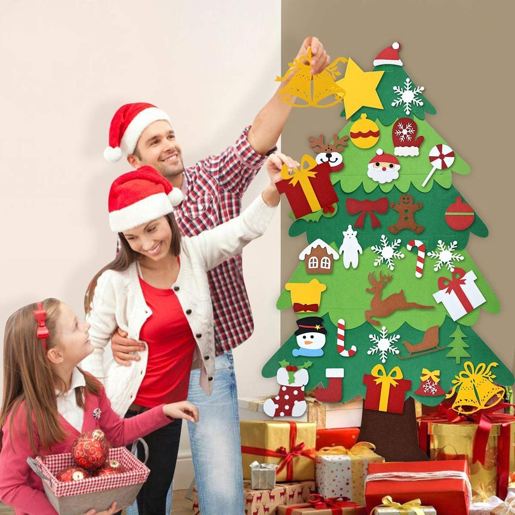 🧒🎄Felt Christmas Tree Set With 32PCS Ornaments Wall Hanging Tree & 50LED String Lights(Buy 2 Free Shipping)