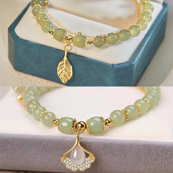 🔥Last Day Promotion - Wotian Jade Lucky Gold Leaf Bangle
