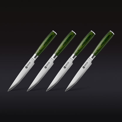 Damascus Steel Steak Knife Set, 4-pc (Green)