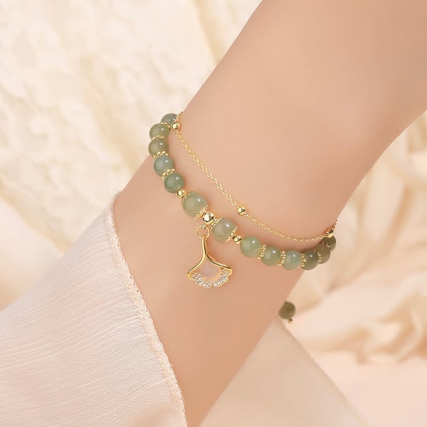 🔥Last Day Promotion - Wotian Jade Lucky Gold Leaf Bangle