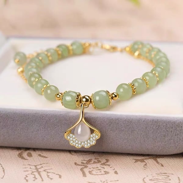 🔥Last Day Promotion - Wotian Jade Lucky Gold Leaf Bangle
