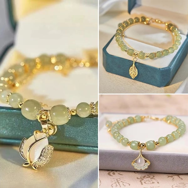 🔥Last Day Promotion - Wotian Jade Lucky Gold Leaf Bangle