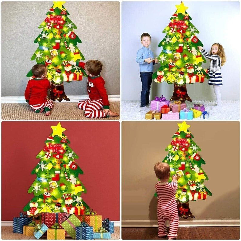 😍Felt Christmas Tree Set with 32PCS Ornaments Wall Hanging Tree