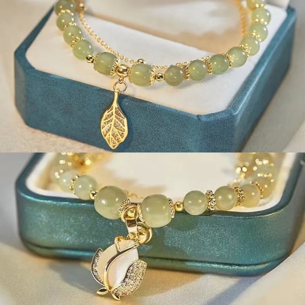 🔥Last Day Promotion - Wotian Jade Lucky Gold Leaf Bangle